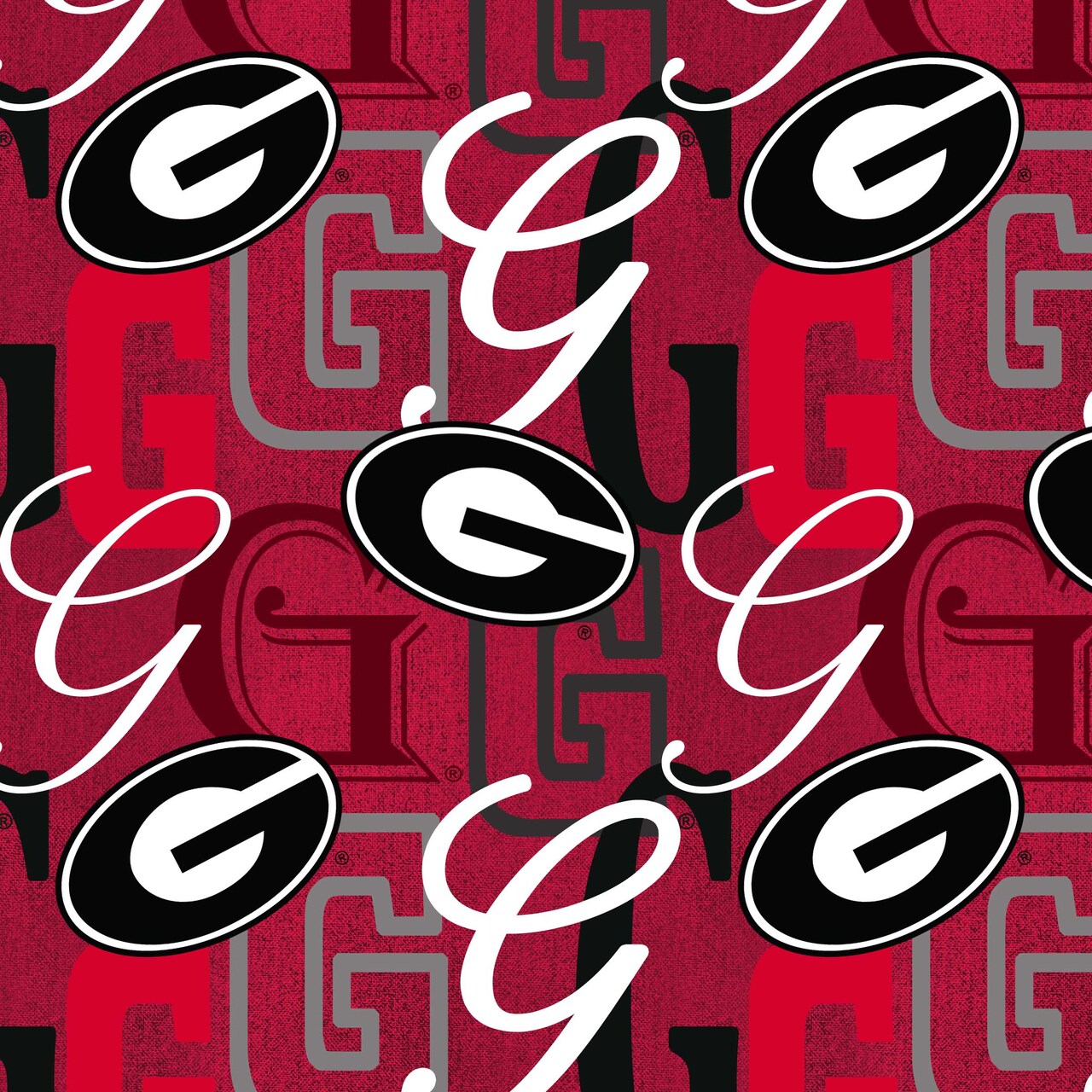 Sykel Enterprises-University of Georgia Cotton Quilting Fabric-Georgia Bulldogs Letters Cotton Fabric Sold by the Yard